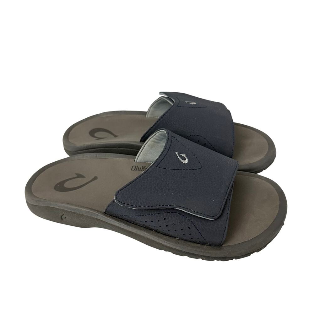 Olukai Nalu Slides Mens Size 9 Sandals Navy Blue Summer Beach Slip On